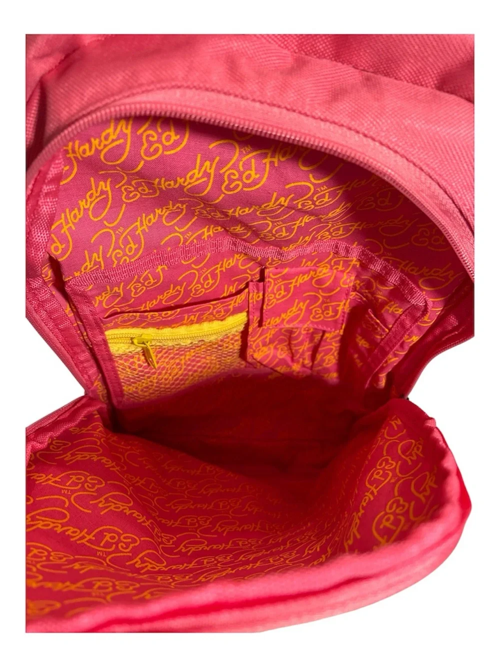 Ed Hardy Pink Geisha Rolling Backpack with Colorful Graphic